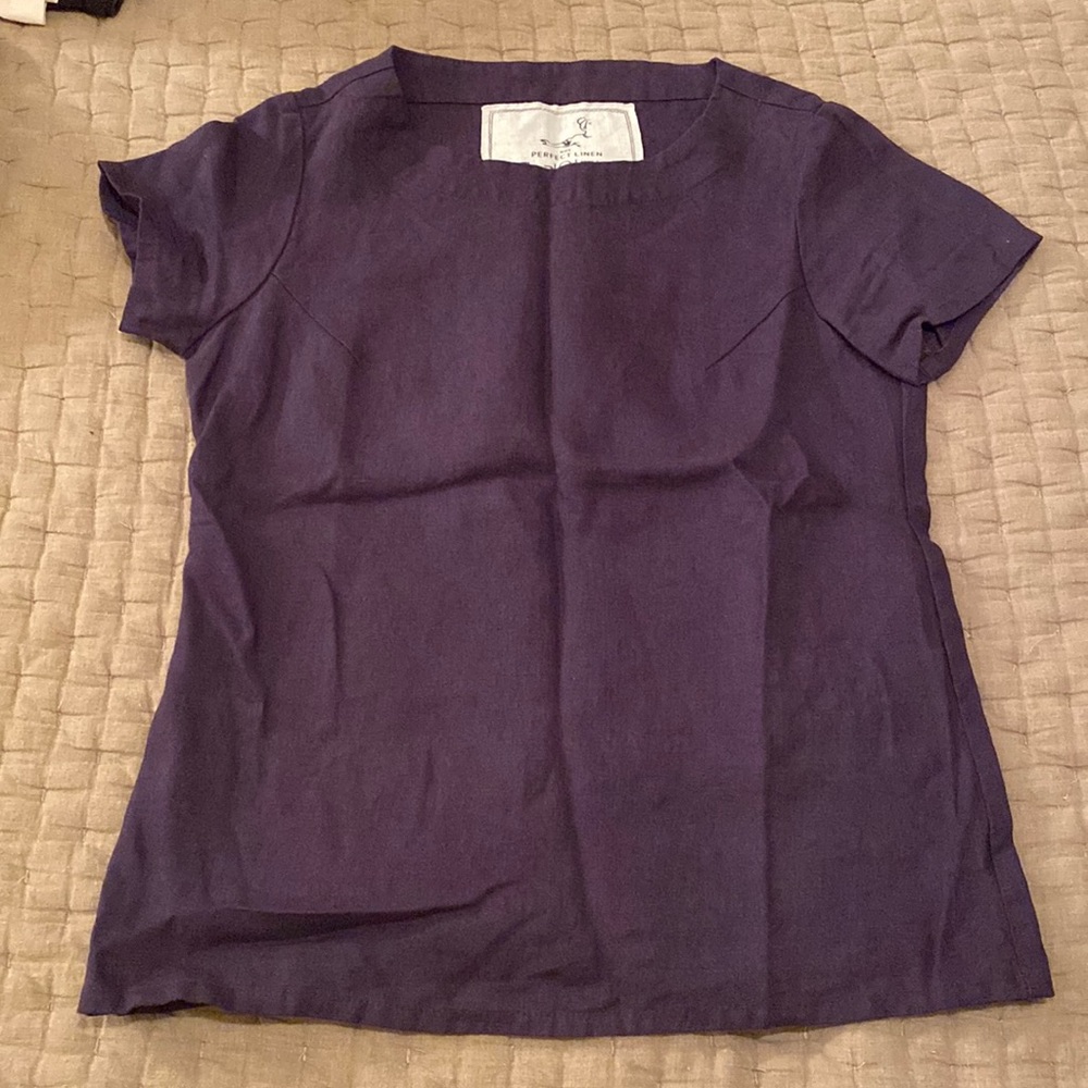 Eggplant Fitted Hamburg Tee NotPerfectLinen Size XS